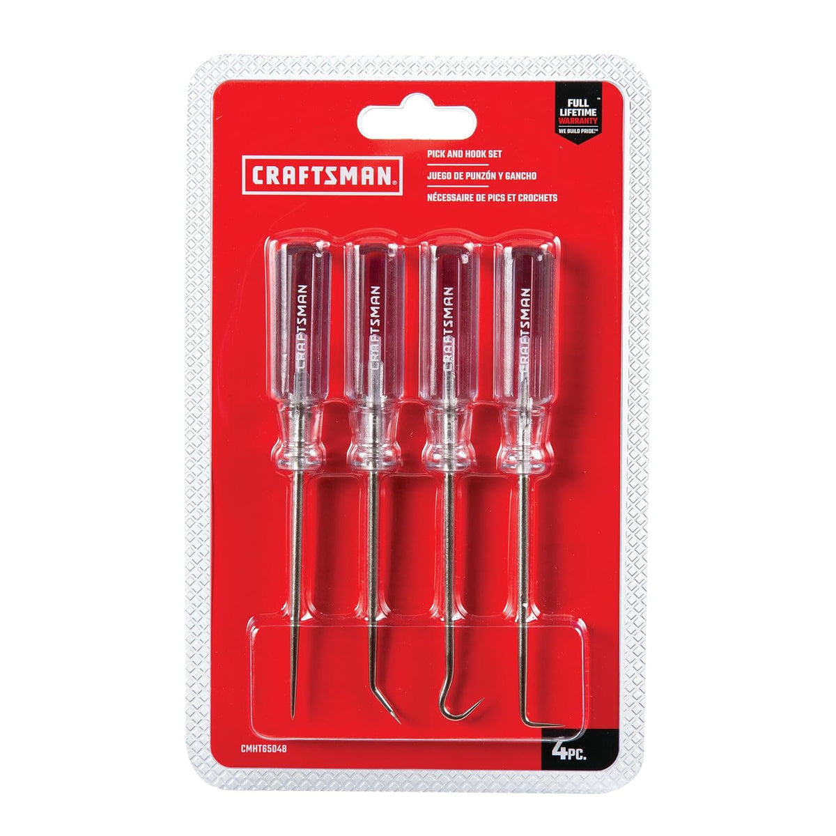 CRAFTSMAN - Juego de destornilladores, punzón y gancho, mango de acetato, 4 piezas (CMHT65048)