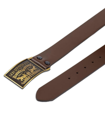 Levi's - Cinturón de mezclilla para hombre con hebilla de placa extraíble