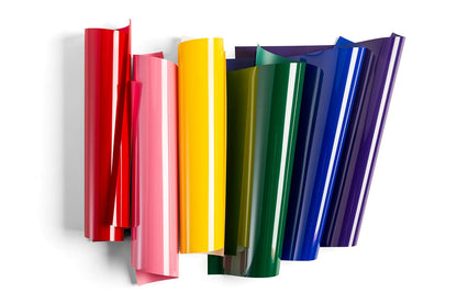 Cricut Everyday Iron On - 12 hojas de 12 x 12 pulgadas, incluye rojo, rosa, azul real, morado, verde - Vinilo HTV para camisetas - Uso con Cricut Explore Air 2/Maker - Paquete de arcoíris