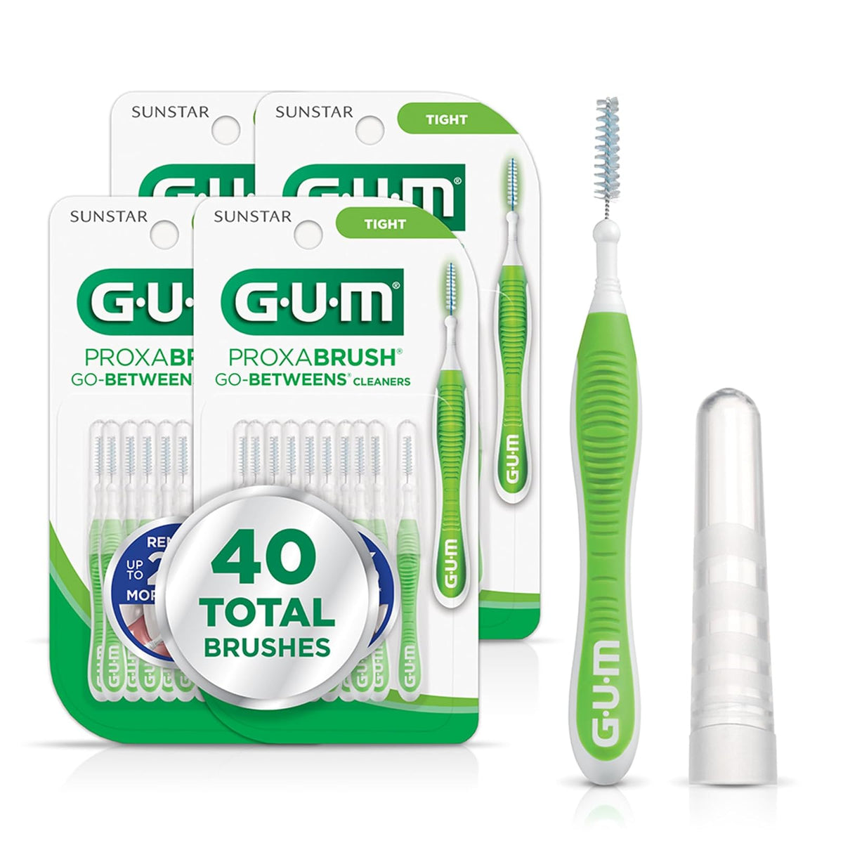 GUM Proxabrush Go-Betweens Cepillos Interdentales - Ajustado - 10 Count (Pack of 4)