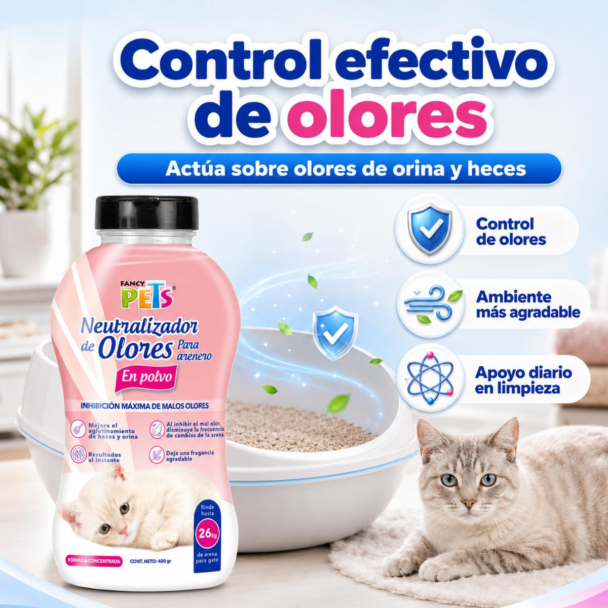 Fancy Pets Neutralizador de Olores en Polvo para Arenero para Gato 400g