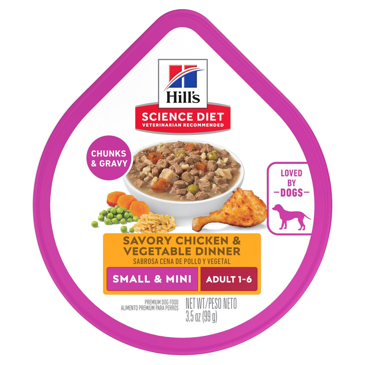 Hill's Science Diet Small Mini Alimento Húmedo para Perro Adulto 12Pack 99G | Alimento húmedo Hill's para perro, pollo real, razas pequeñas, digestión saludable, sistema inmunológico fuerte