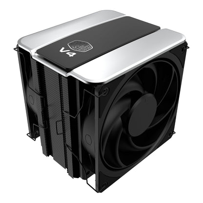 Cooler Master V4 Alpha 3DHP Ventilador de CPU Negro, Tecnología de Tubo de Calor Alpha 3DHP, Ventiladores Duales Mobius 120 PWM, Operación Silenciosa, Fácil Instalación, AMD Ryzen 9 AM5|4, Intel Ultra