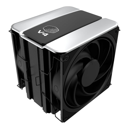 Cooler Master V4 Alpha 3DHP Ventilador de CPU Negro, Tecnología de Tubo de Calor Alpha 3DHP, Ventiladores Duales Mobius 120 PWM, Operación Silenciosa, Fácil Instalación, AMD Ryzen 9 AM5|4, Intel Ultra