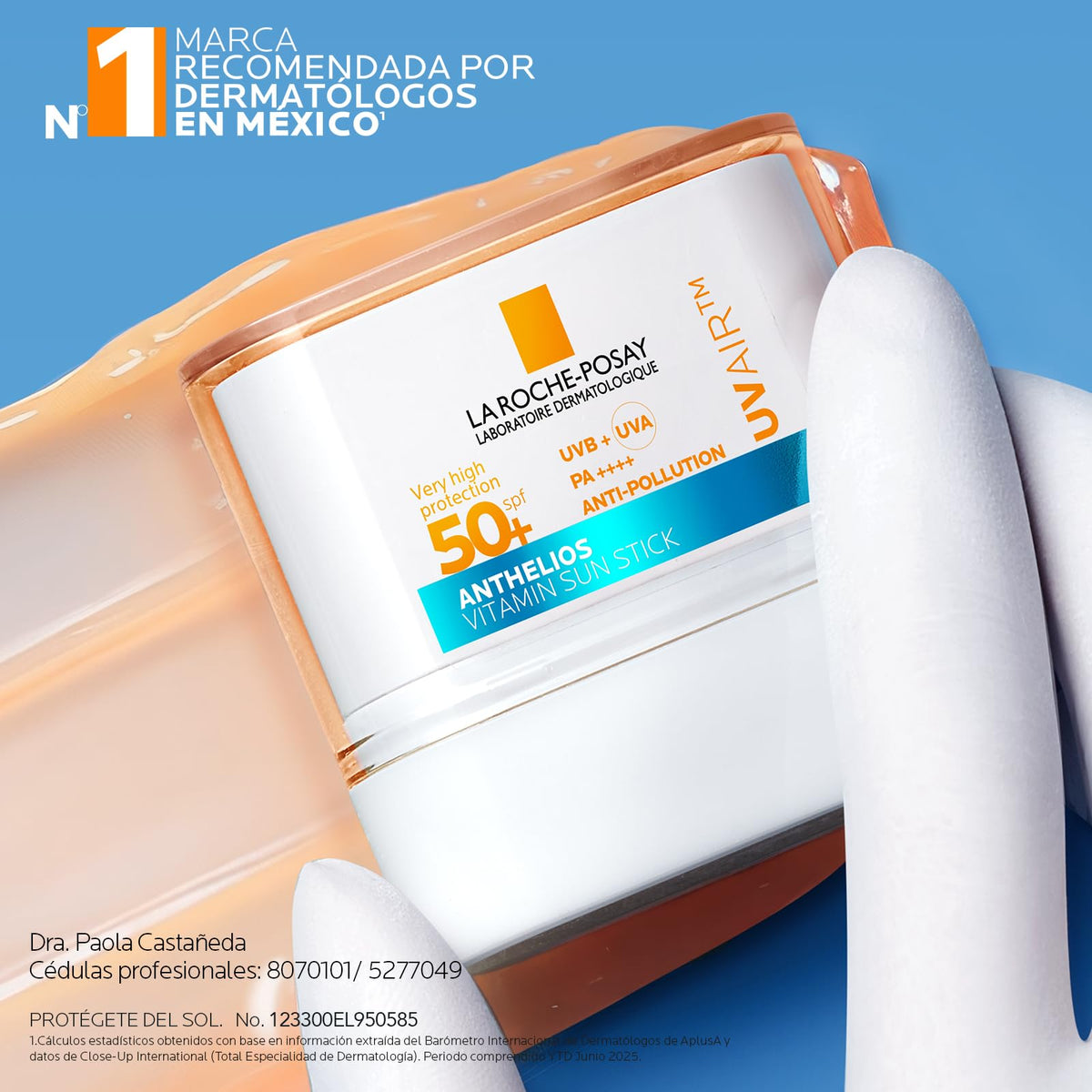 La Roche-Posay Anthelios UV AIR VITAMIN SUN STICK SPF 50+, Protector Solar en Barra de 10ml/9g