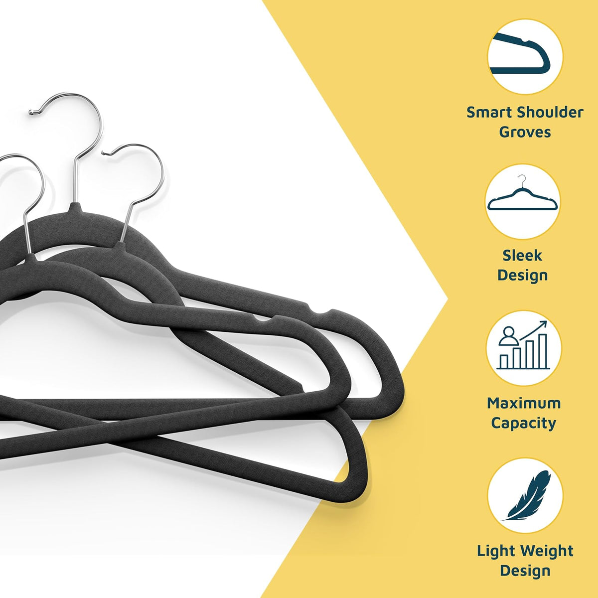 Lifemaster - Juego de 20 Perchas de plástico Antideslizante de Terciopelo con Gancho Giratorio de 360°, Ahorro de Espacio, diseño Elegante, Acabado de Terciopelo Suave, construcción Ligera, Color