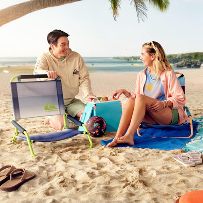 Mirabellini Quiksilver Silla de Playa Baja Plegable | Ligera, portátil, con correa de transporte, para playa, patio, camping, eventos