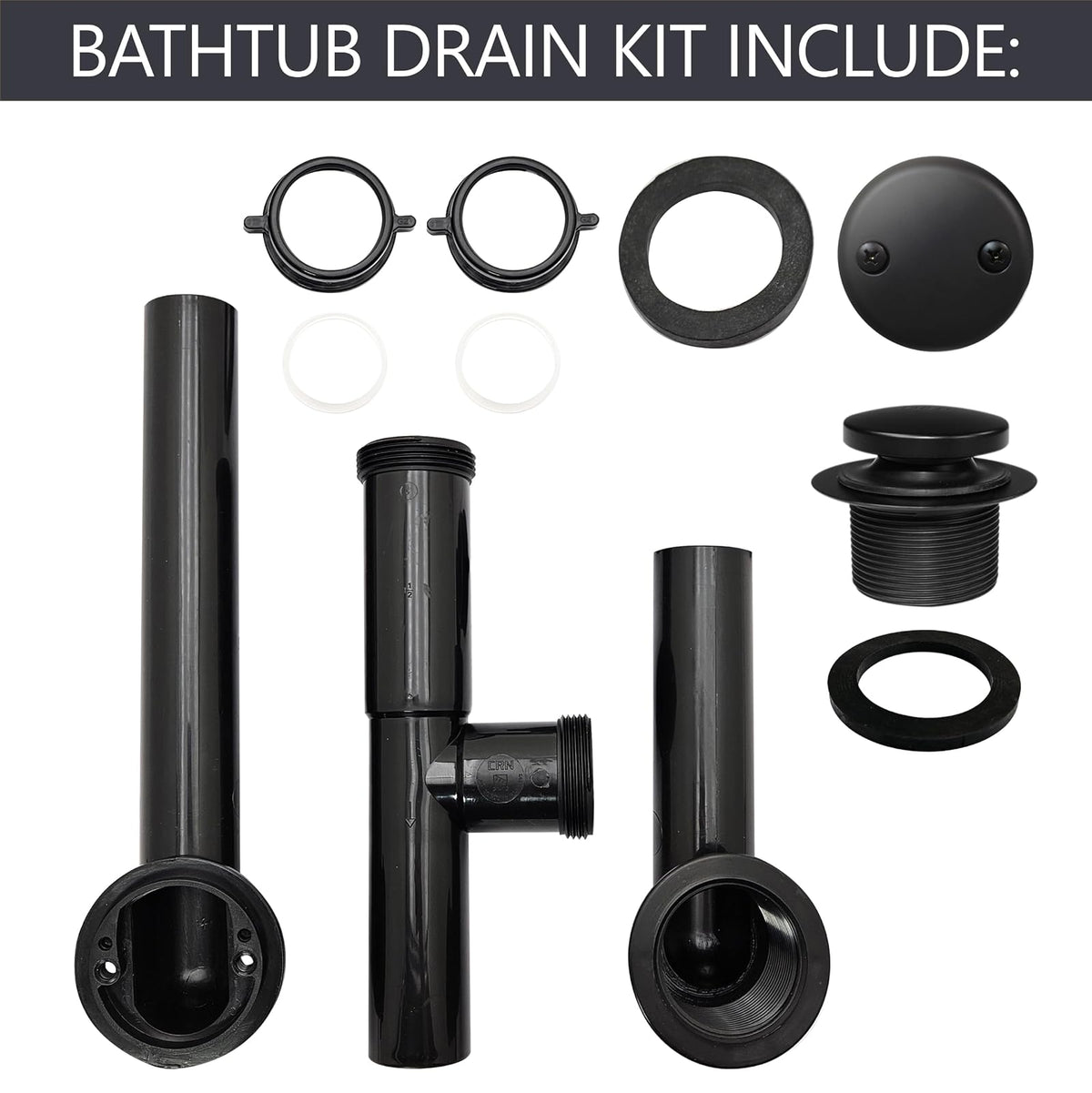 Westbrass 593144-01 Desagüe de baño con punta tubular de 1-1/2 pulgadas, color negro, latón pulido, Negro mate
