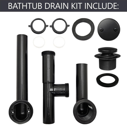 Westbrass 593144-01 Desagüe de baño con punta tubular de 1-1/2 pulgadas, color negro, latón pulido, Negro mate