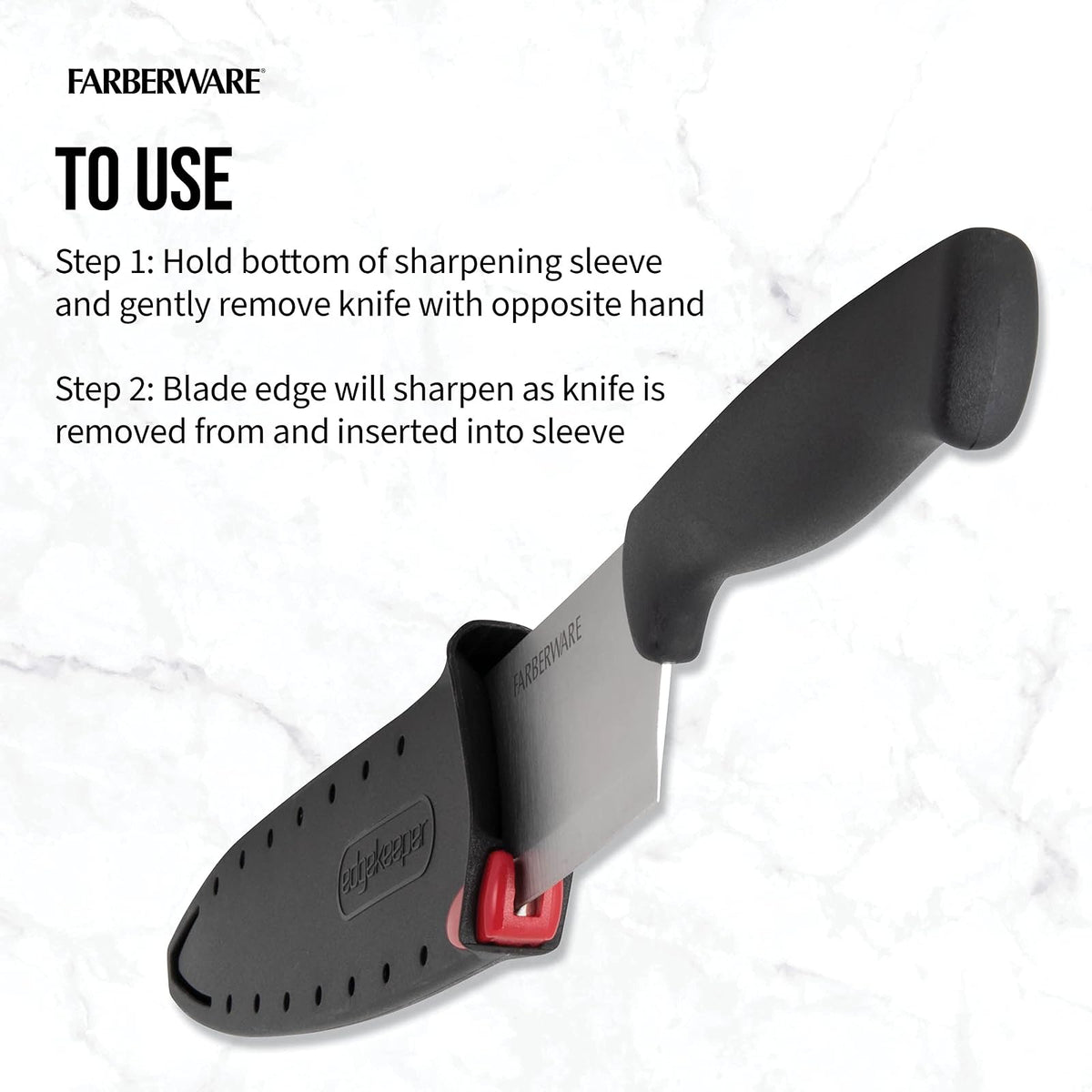 Farberware cuchillo de chef con funda protectora, Cuchillo troceador, 20.32 cm, Acero inoxidable, 20,32cm, 1