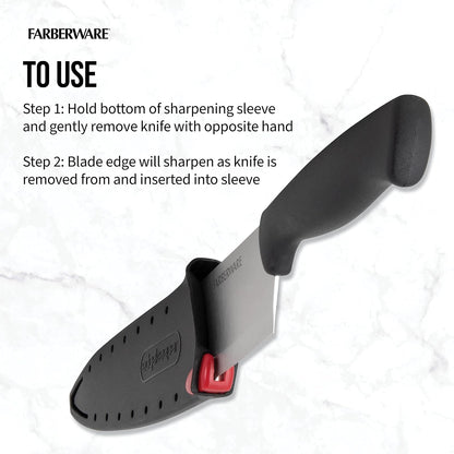 Farberware cuchillo de chef con funda protectora, Cuchillo troceador, 20.32 cm, Acero inoxidable, 20,32cm, 1