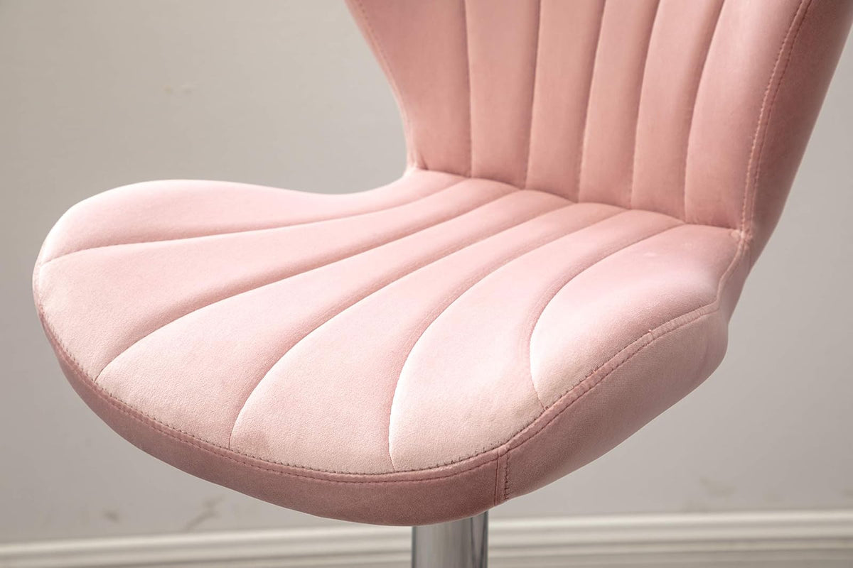 Roundhill Furniture Ellston - Taburetes giratorios de Terciopelo Ajustables en Color Rosa, Juego de 2