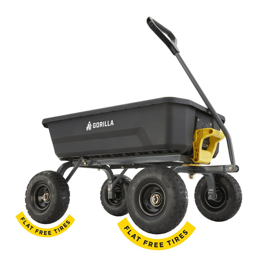 Gorilla Carts - Carro de volquete Resistente, Patentado de liberación rápida, Marco de Acero, Capacidad de 600 Libras, neumáticos no Planos de 10 Pulgadas, Carro utilitario para jardín, Patio, Playa