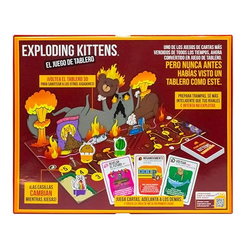 Exploding Kittens Juego de Mesa de Carrera, Juego de Tablero para 6 Jugadores