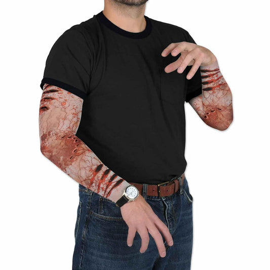 Beistle Zombie Bite Party Sleeve 1 par de ropa de Halloween, accesorio de disfraz, talla única, rojo/negro/marrón
