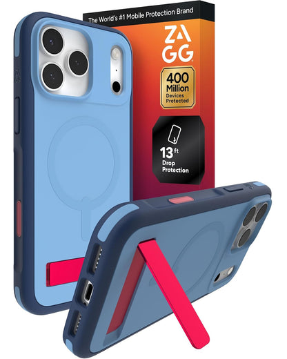 ZAGG Sedona - Funda a presión con Soporte para iPhone 17 Pro MAX - Blue Royal Ember, protección contra caídas (13ft / 4 m), protección de Revestimiento múltiple, con botón de cámara, Funda MagSafe