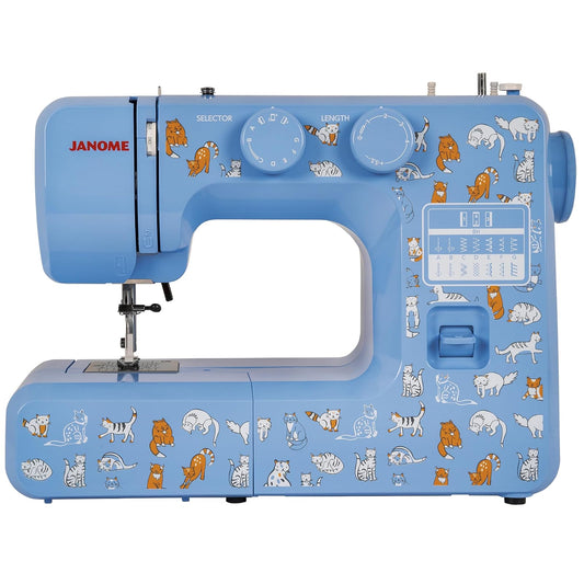 Janome Cat Fancy - Máquina de coser fácil de usar con marco interior de metal, diagrama de bobina, videos tutoriales, fabricada pensando en principiantes, multicolor