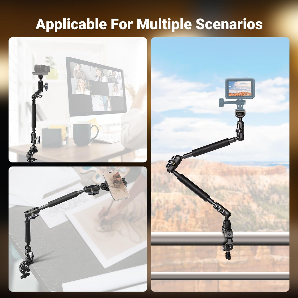NEEWER 22" Brazo Mágico con Abrazadera Soporte para Móvil con Cámara de Escritorio con Brazo Articulado Doble Rótula 1/4" 3/8" Rosca para ARRI Compatible con iPhone DSLR Action Camera Luz Video, UA057