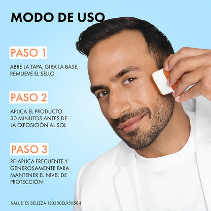 Vichy Capital Soleil UV Aqua Protector Solar en Stick Dermatológico 9g | Protector Solar en Barra con FPS 50+ y Acabado Invisible PA+++ Ideal para Reaplicación Práctica en RostroyY Labios