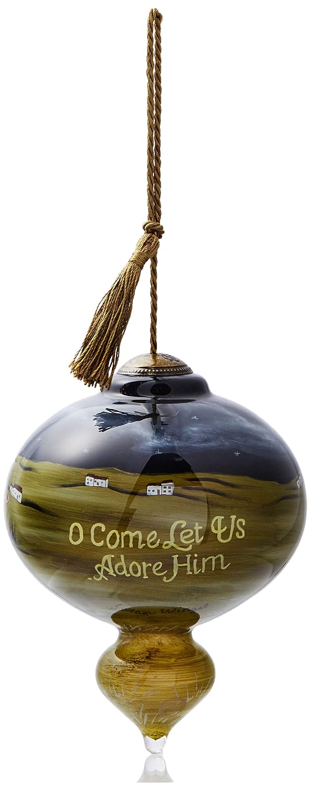 Ne'Qwa Art Adorno de Vidrio soplado Pintado a Mano, Nativity O Come Let Us Adore Him