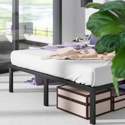 Zinus Yelena | Base de Cama Queen de Acero Negro con Espacio de Almacenamiento | Fácil de Armar y con 5 años de Garantía