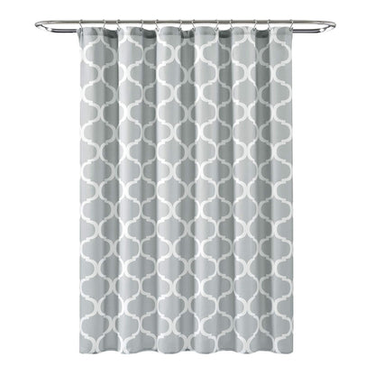 Lush Decor - Cortina de Ducha de baño Lavable y Duradera, 72 x 72 Pulgadas con Estampado de Enrejado en Tela Suave, Gris Claro