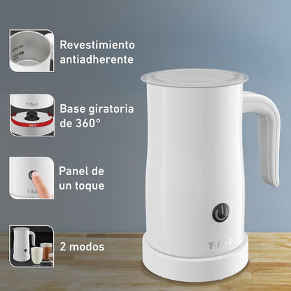 T-fal Espumador de Leche Eléctrico XL1001X0 | Recubrimiento antiadherente, base giratoria 360°, prepara lattes y capuchinos