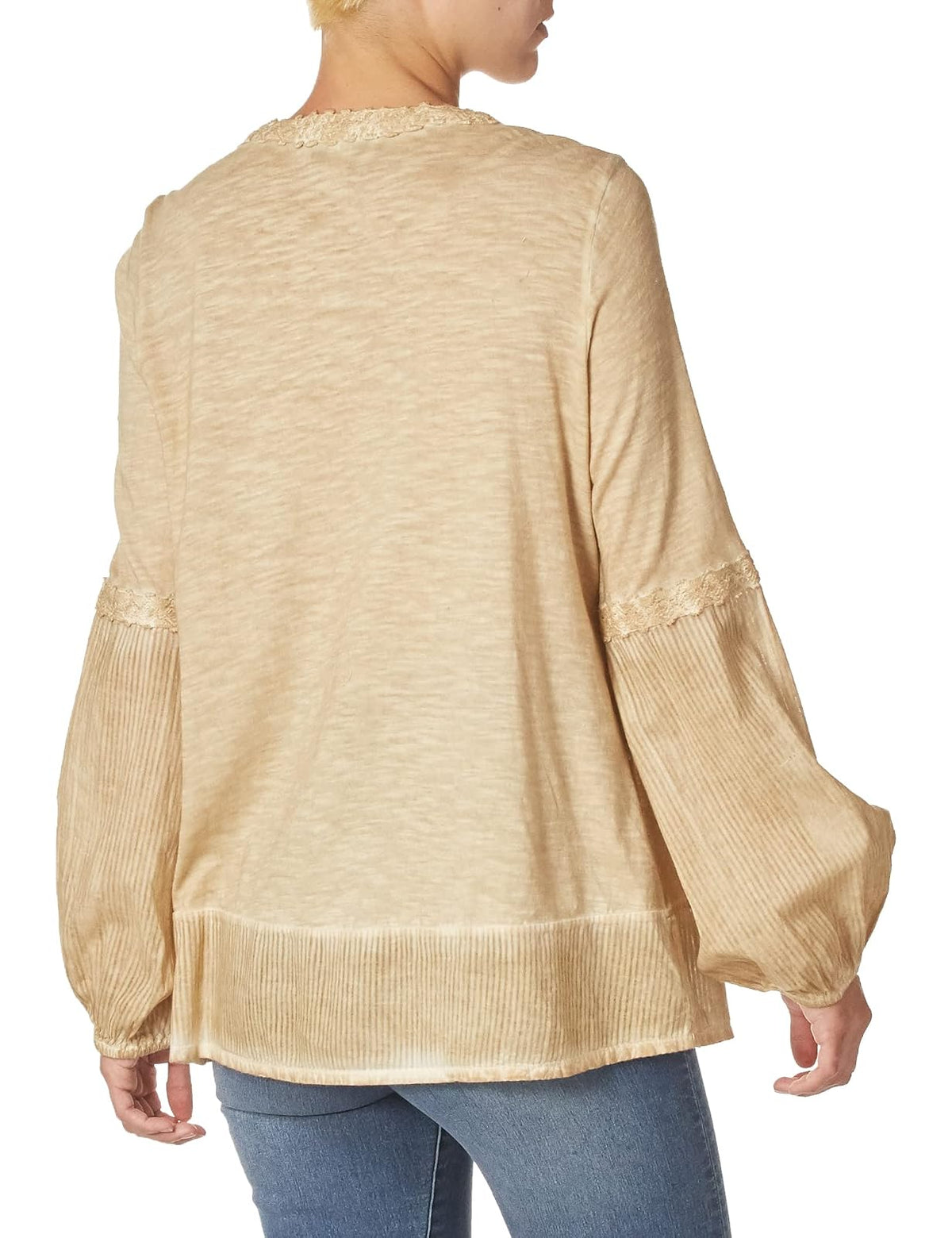Vintage America Blues Tika - Blusa de Punto con Corbata Frontal Lavada Blusa para Mujer