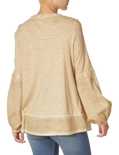 Vintage America Blues Tika - Blusa de Punto con Corbata Frontal Lavada Blusa para Mujer