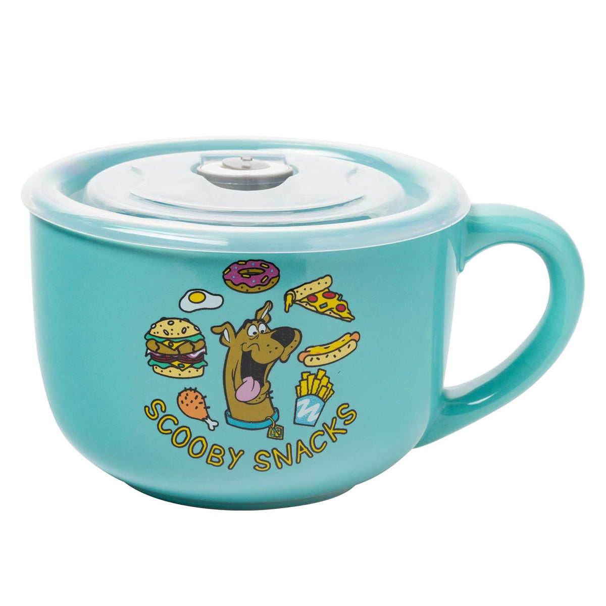 Silver Buffalo Scooby Doo - Taza de cerámica con tapa de plástico con ventilación