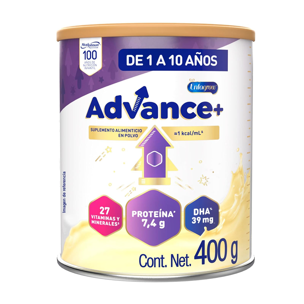Enfagrow Advance+ Suplemento Alimenticio Para Niños de 1 a 10 años Con 7,4g de Proteina, Adicionado Con Vitaminas y Minerales 400 g