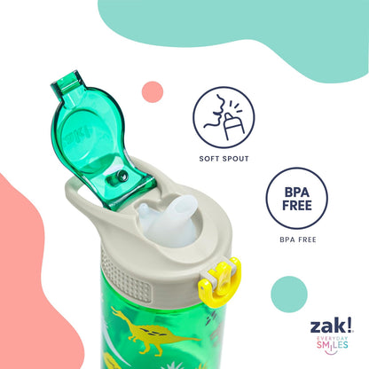 Zak Designs KPop Demon Hunters - Botella de agua de salvia para la escuela o los viajes, botella de agua de plástico duradera de 25 onzas con popote, mango y a prueba de fugas, cubierta de boquilla