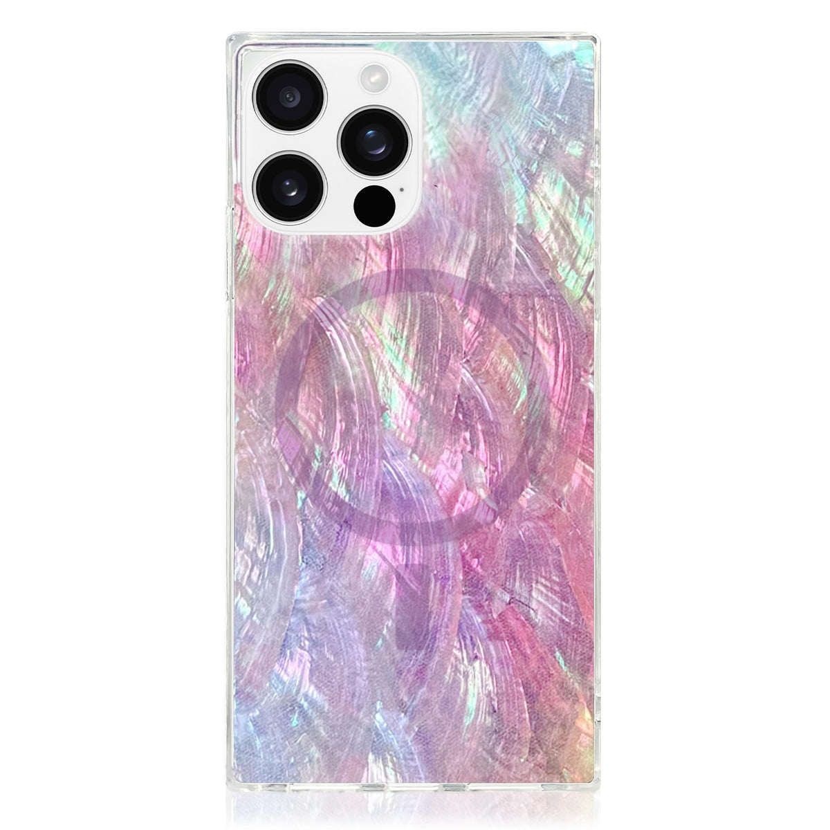 FLAUNT Funda Protectora Cuadrada para iPhone 16 Pro Max, Compatible con MagSafe - iPhone 16 Pro Max - Madreperla rosa