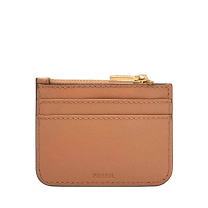 Tarjetero con Cremallera Fossil SL10078237 Lennox de piel en tono marrón para mujer