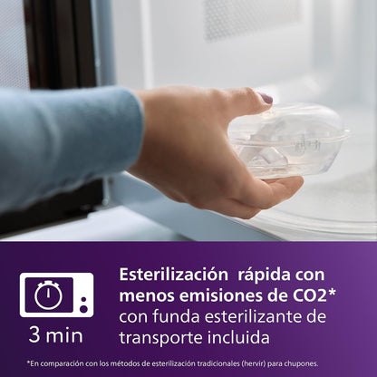 Philips Avent Chupón Ultra Start | Ortodóntico Libre BPA|con Caja Esterilizadora|Turquesa/Azul |0-2 m|2 pzs|SCF075/12