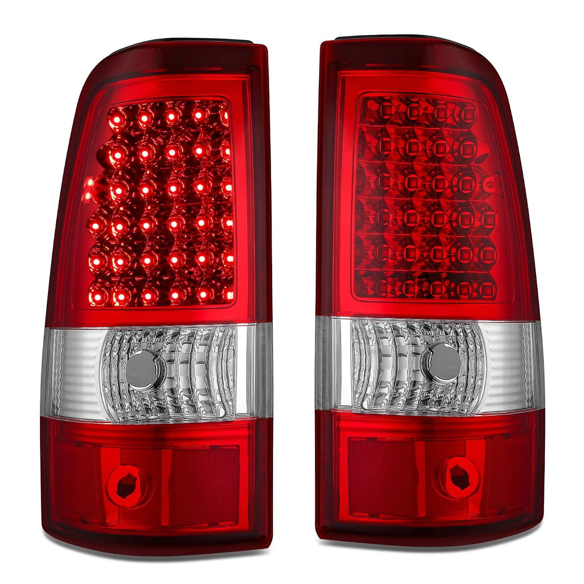 DNA Motoring TL-CSIL03-LED-CH-RD Luz Trasera LED para Silverado 2003-2006 y Sierra 2007, Cromado/Rojo - Rojo (Chrome - Red) - TLCSIL03LEDCHRD