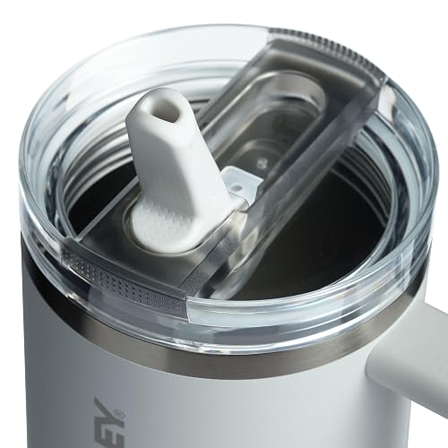 Stanley Quencher ProTour - Vaso con popote abatible con tapa a prueba de fugas, 40 onzas, popote y mango integrados, compatible con portavasos para viajes, taza de acero inoxidable aislada, sin BPA,