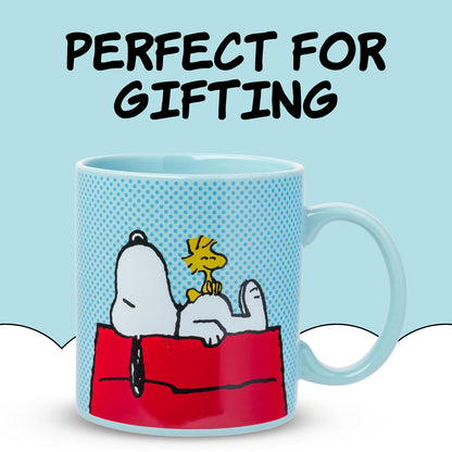 Snoopy Peanuts Woodstock House - Taza de cerámica (567 ml), color azul