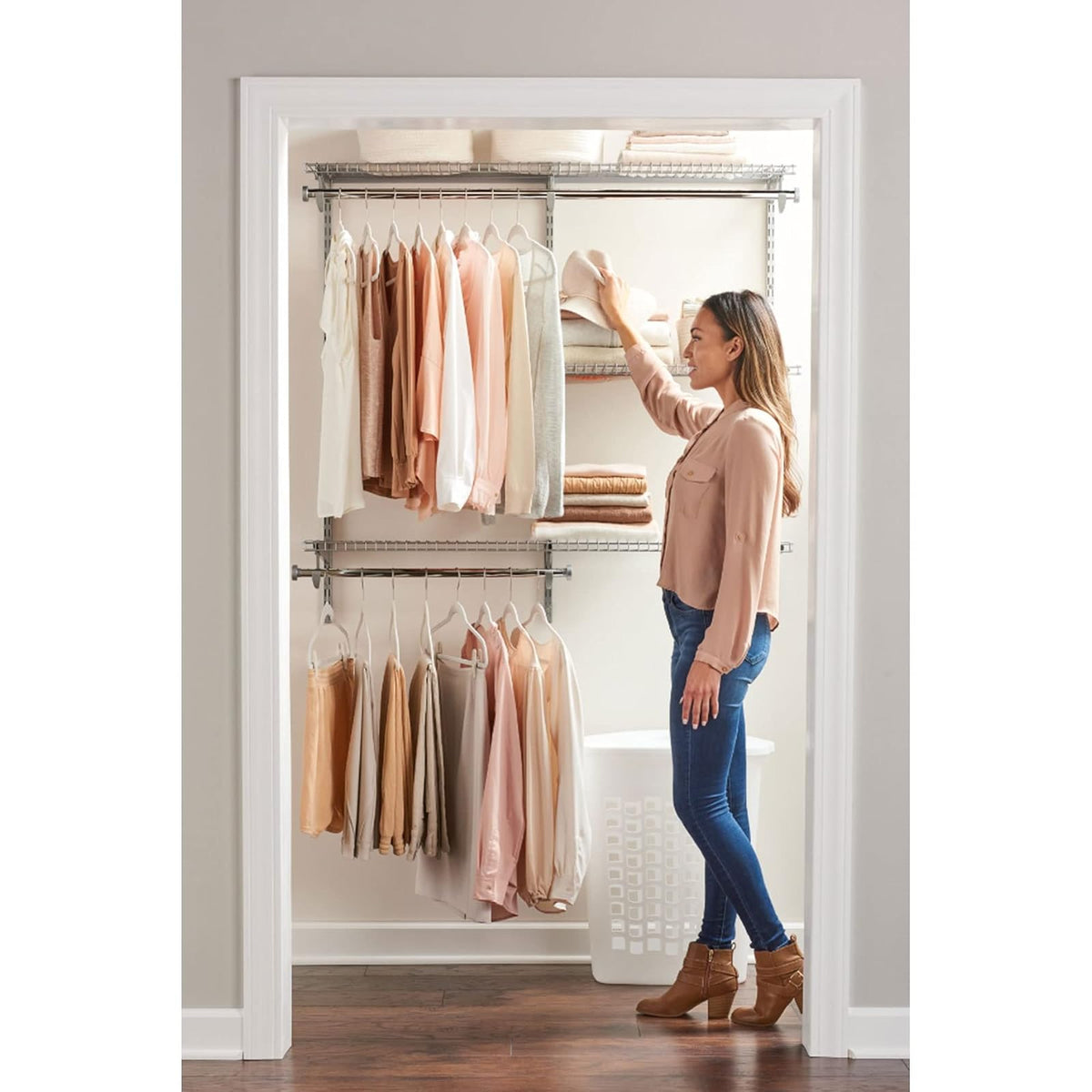 Rubbermaid Configurations - Kit de clóset Personalizado, estantería de Alambre de Metal Ajustable, Acabado de Titanio, Sistema de organización expandible, Hardware Incluido, para clóset del hogar,