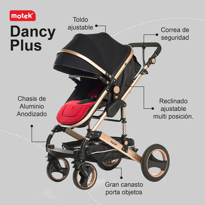 Carriola de Paseo Motek Dan Pro 2 en 1 Bambineto Chasis Aluminio Dorado