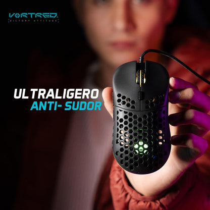 PERFECTCHOICE Mouse Gamer Ultraligero Anti-sudoración 12800 dpi Litebee VORTRED