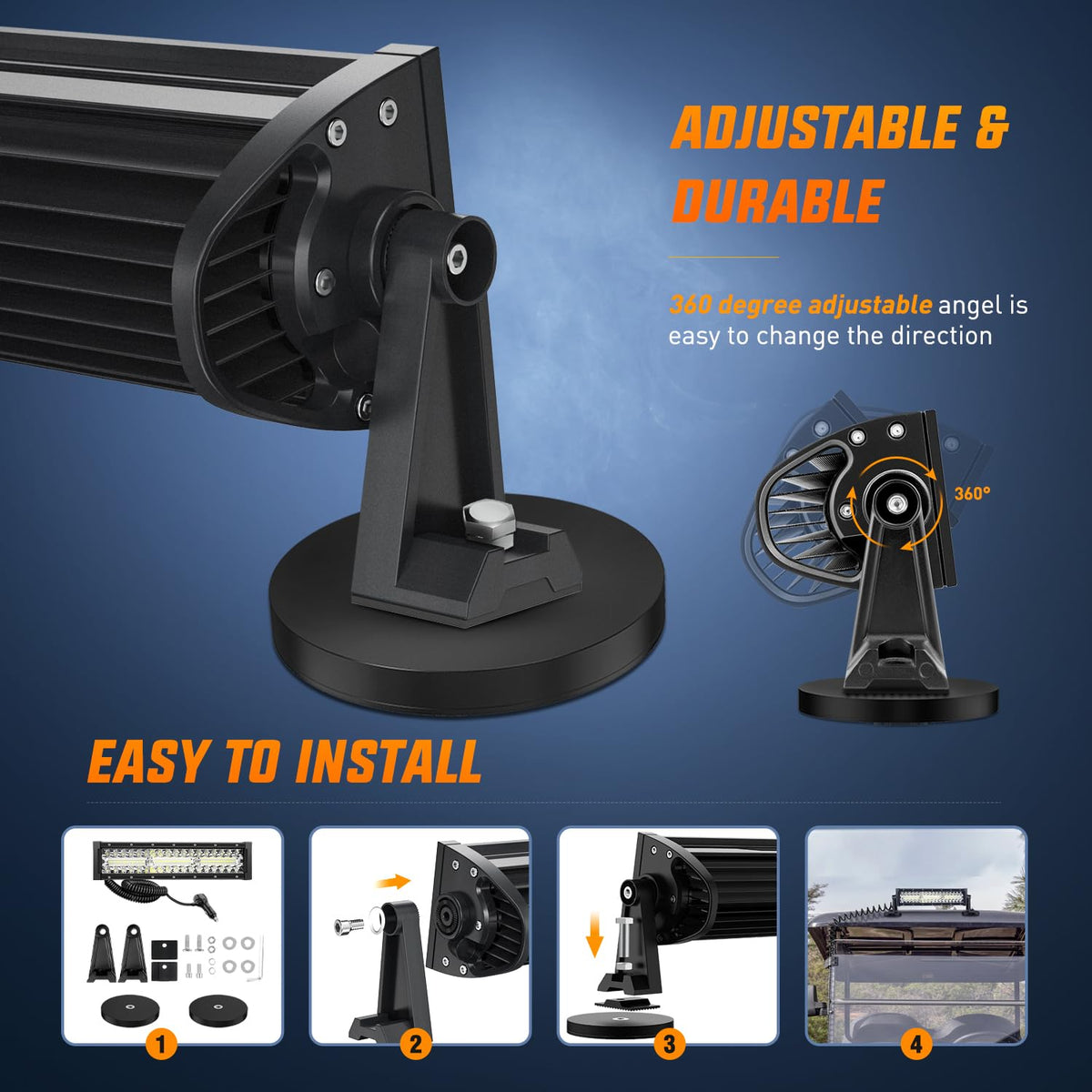 Nilight Barra de Luz LED de 13.5 Pulgadas Triple Fila Encendedor de Cigarrillos Base Magnética 96 LED