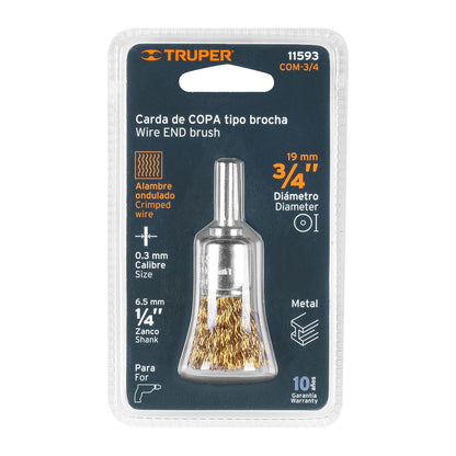 Truper COM-3/4, Carda de copa, alambre grueso, 3/4" para taladro