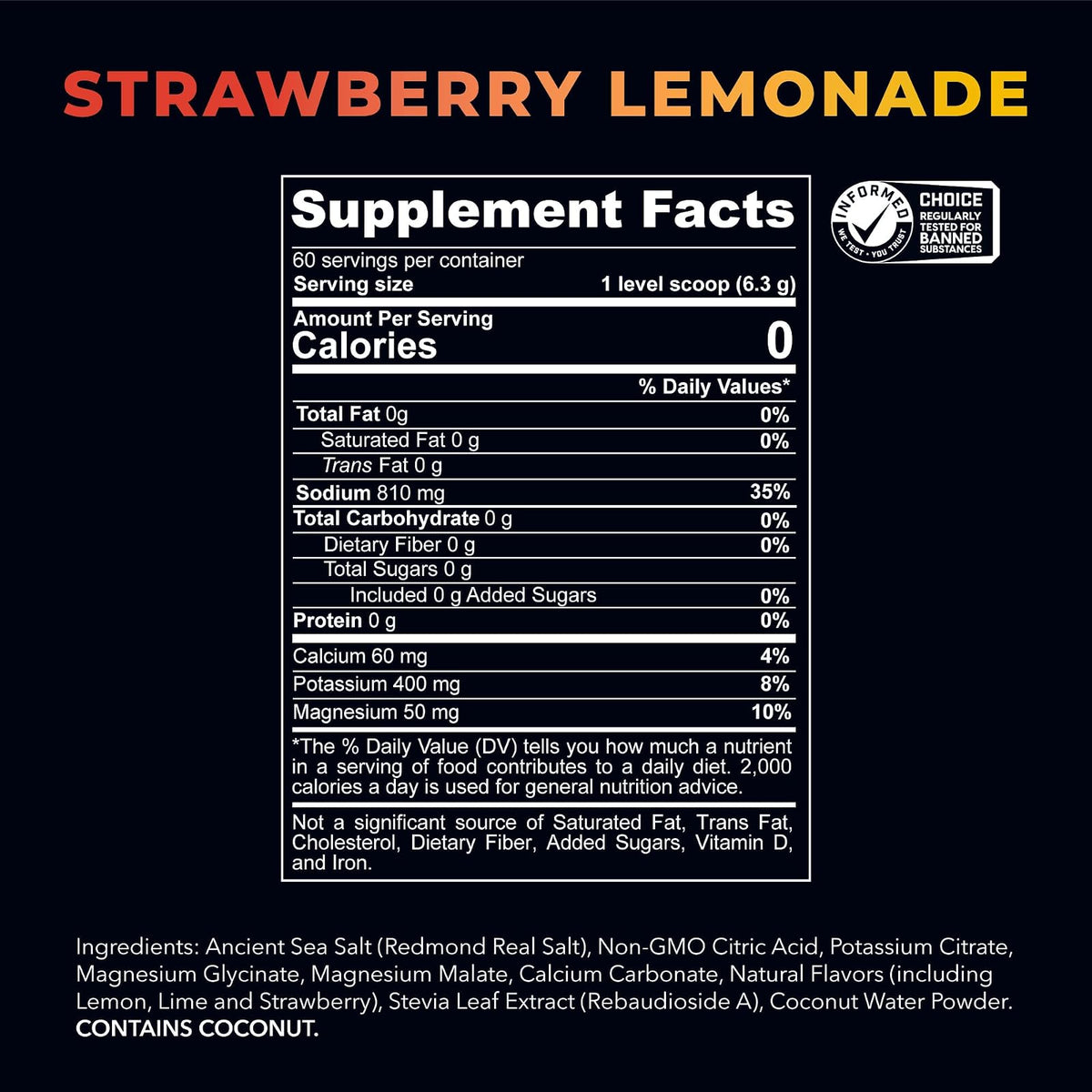 REDMOND RE-LYTE, Electrolitos Naturales con Real-Salt, Hidratación Clean sin Calorías ni Azúcares, 60 Porciones, Sabor Strawberry Lemonade