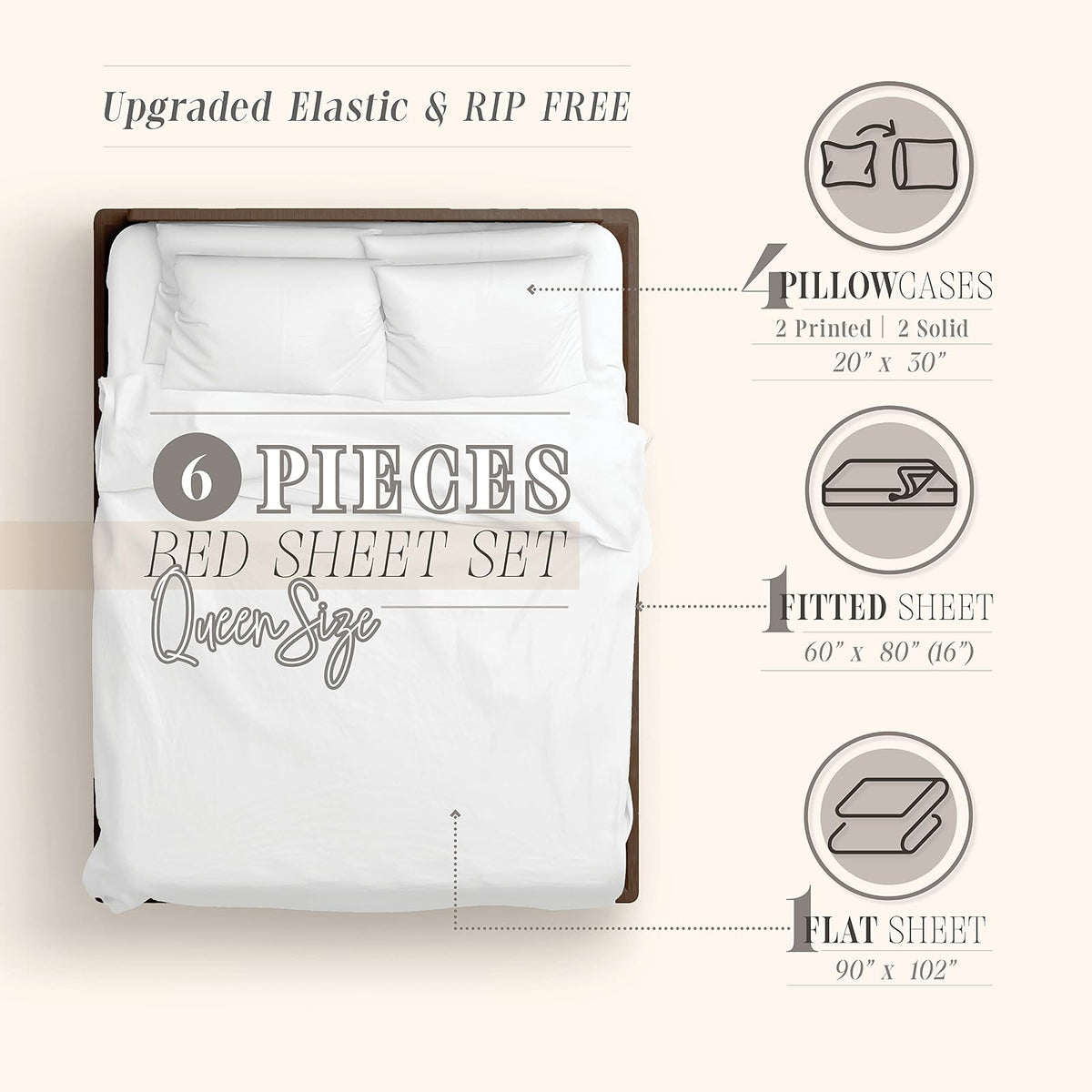 Elegant Comfort - Juego de sábanas de 6 Piezas con Estampado navideño, 1500 Hilos, Material Transpirable y súper Suave, Resistente a Las Arrugas, sábanas bajeras con Bolsillos Inteligentes, 6 Piezas,