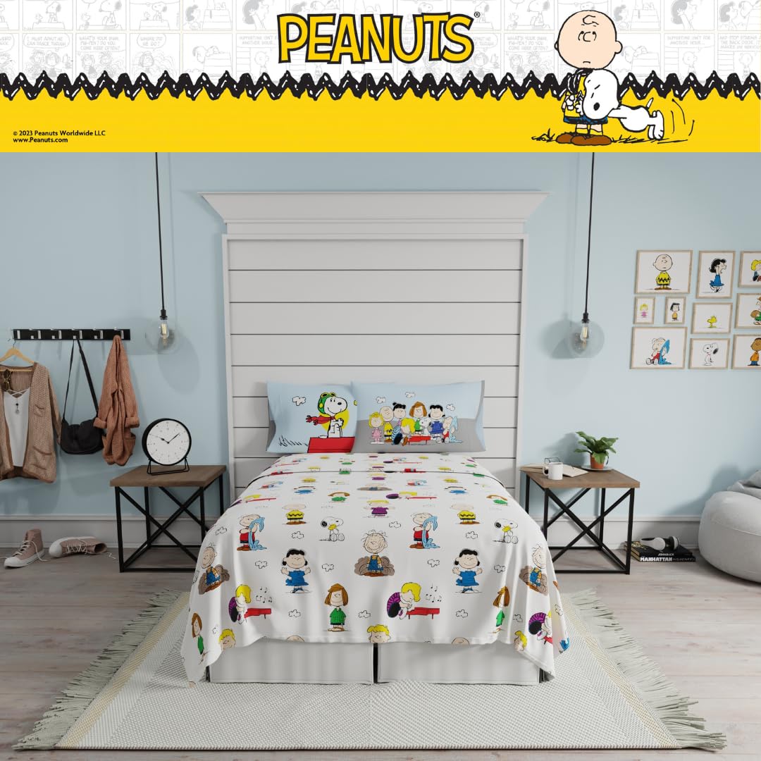 Franco Collectibles Peanuts Snoopy Bedding Juego de sábanas de Microfibra súper Suave y acogedora, de 4 Piezas, (Producto con Licencia Oficial)