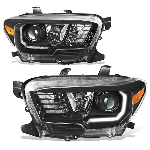 DNA MOTORING Conjunto de Faros Delanteros Compatibles con Tacoma 2016-2023 LED DRL Bisel Negro