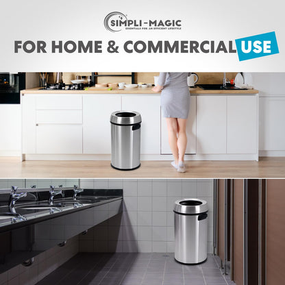 Simpli-Magic Bote de basura de 65 litros, grado comercial, acero inoxidable