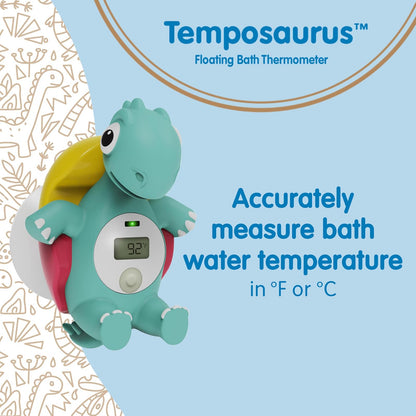 Dr. Brown's CleanUp Temposaurus - Termómetro de baño flotante para medir con precisión la temperatura del agua del baño del bebé, sin BPA