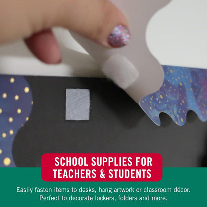 Puntos transparentes de la marca VELCRO con calcomanía, cuadrados, 150 unidades, cuadrados de montaje, cinta de doble cara para oficina, aula, artículos imprescindibles para profesores | Delgado,